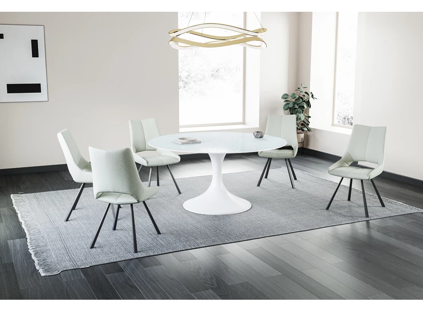 Zijkant Eettafel Droplet Calise rond waterglas wit Lievens