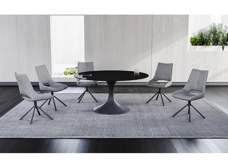 Eettafel Droplet Calise rond waterglas zwart Lievens