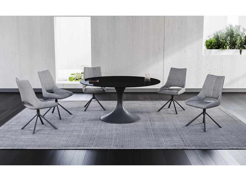 Eettafel Droplet Calise rond waterglas zwart Lievens