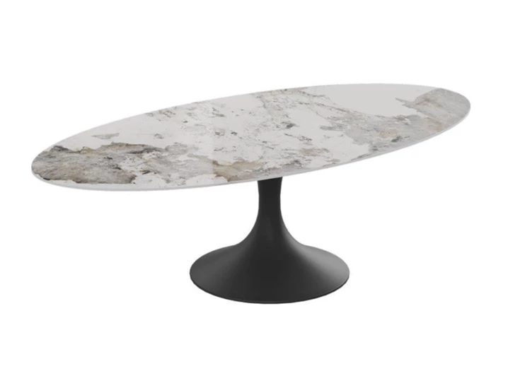 Zijde Eettafel Droplet Calise ovaal keramiek Elysium Brown Lievens