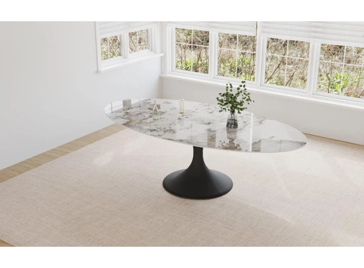 Bovenkant Eettafel Droplet Calise ovaal keramiek Elysium Brown Lievens