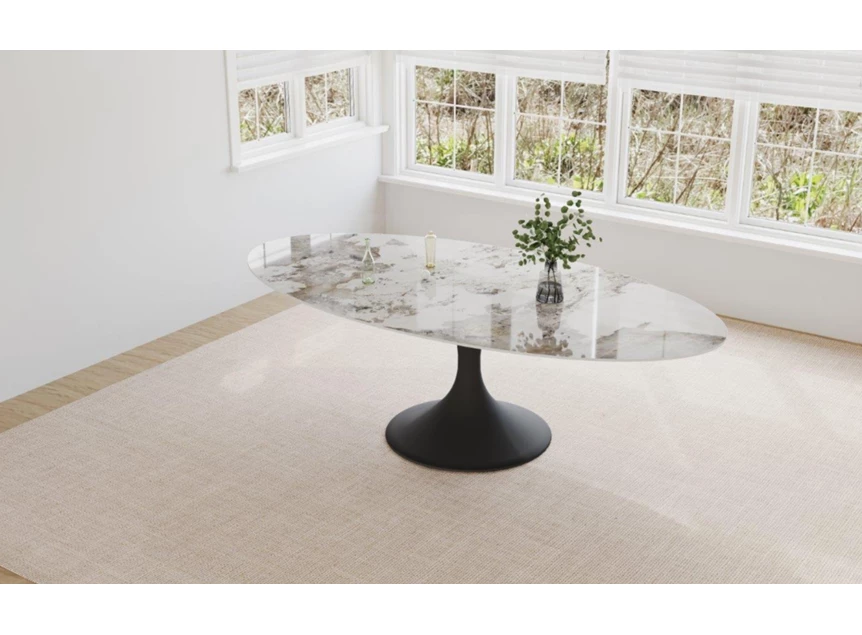 Bovenkant Eettafel Droplet Calise ovaal keramiek Elysium Brown Lievens