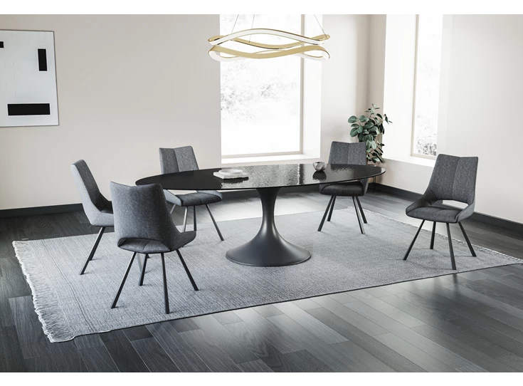 Zijde Eettafel Droplet Calise waterglas onderstel zwart Lievens