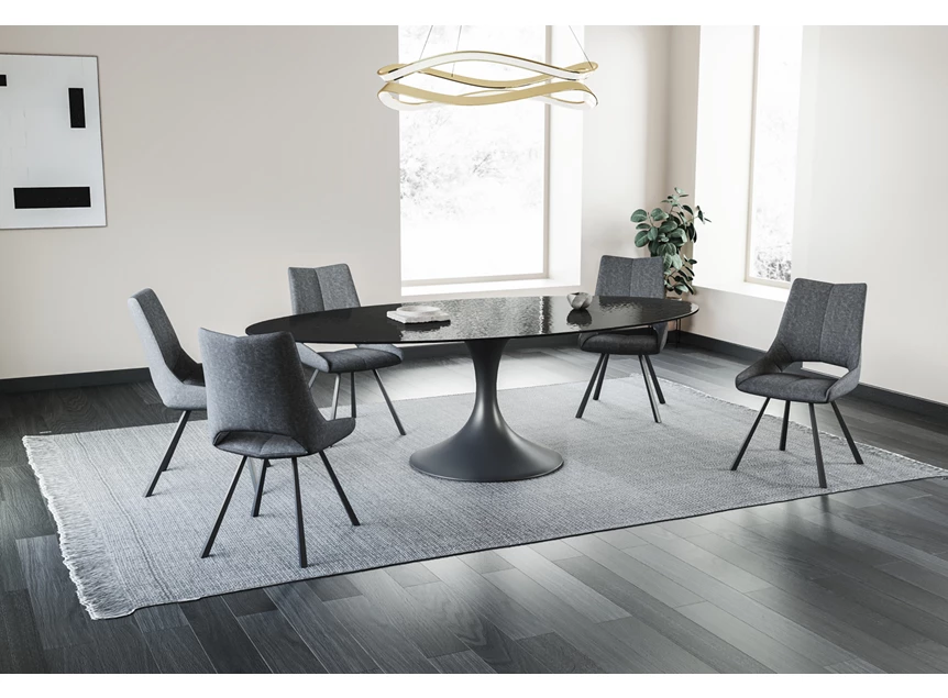 Zijde Eettafel Droplet Calise waterglas onderstel zwart Lievens