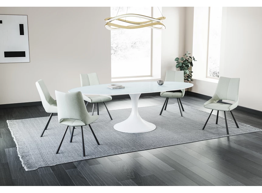 Zijde Eettafel Droplet Calise waterglas onderstel wit Lievens