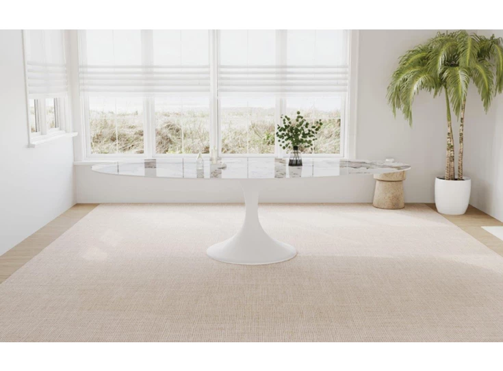 Sfeerfoto Eettafel Droplet Calise organisch onregelmatig keramiek Elysium Brown Lievens