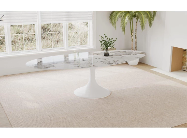 Zijkant Eettafel Droplet Calise organisch onregelmatig keramiek Elysium Brown Lievens