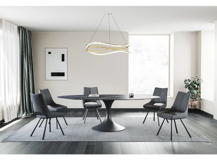 Eettafel Droplet Calise organisch onregelmatig keramiek antraciet Lievens