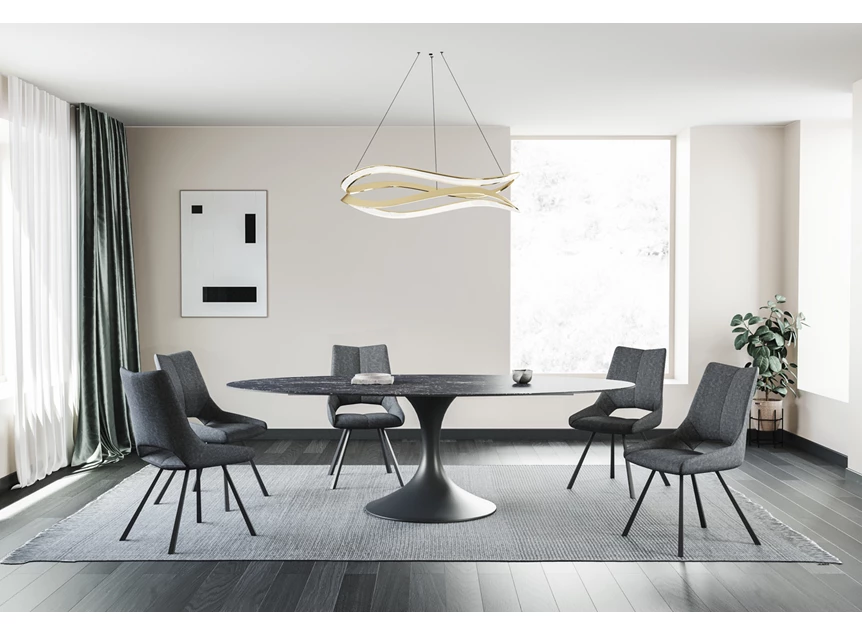 Eettafel Droplet Calise organisch onregelmatig keramiek antraciet Lievens