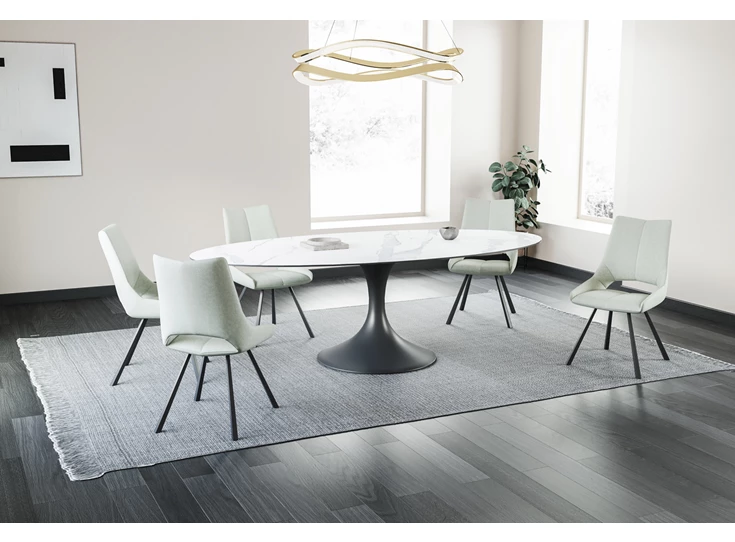 Eettafel Droplet Calise organisch onregelmatig keramiek wit Lievens