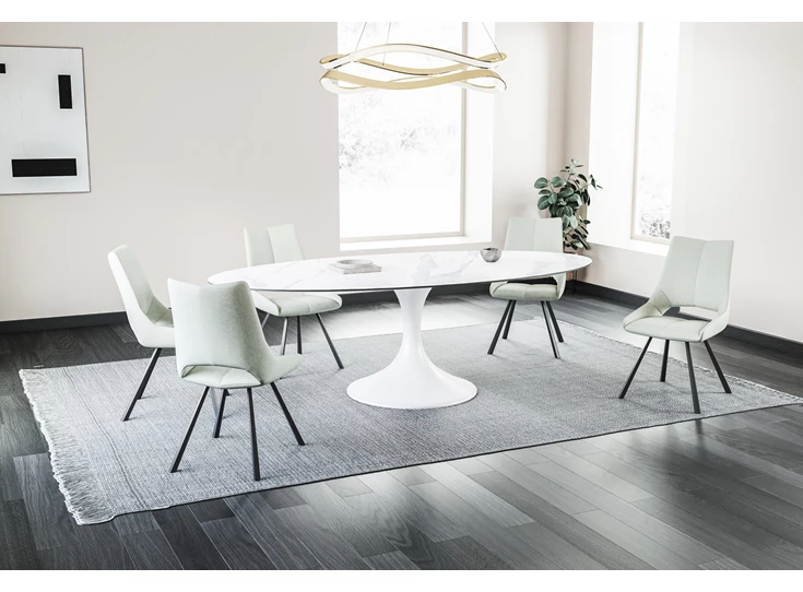 Eettafel Droplet Calise organisch onregelmatig keramiek en onderstel wit Lievens