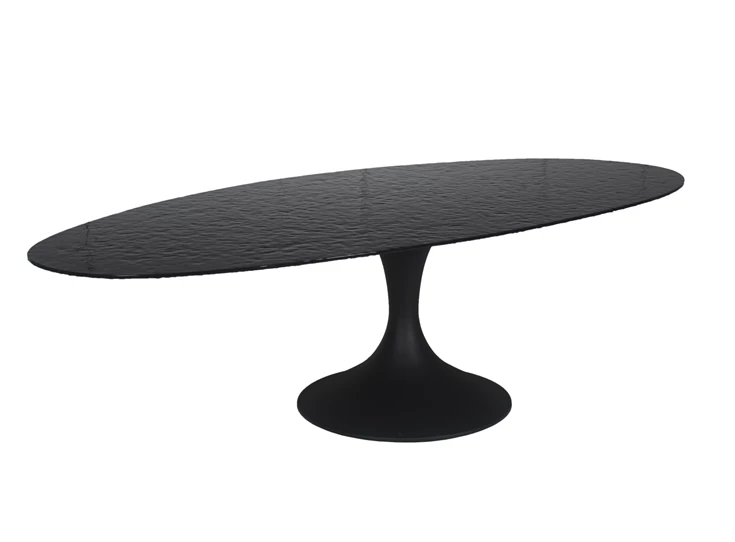 Zijkant Eettafel Droplet Calise organisch onregelmatig waterglas zwart Lievens