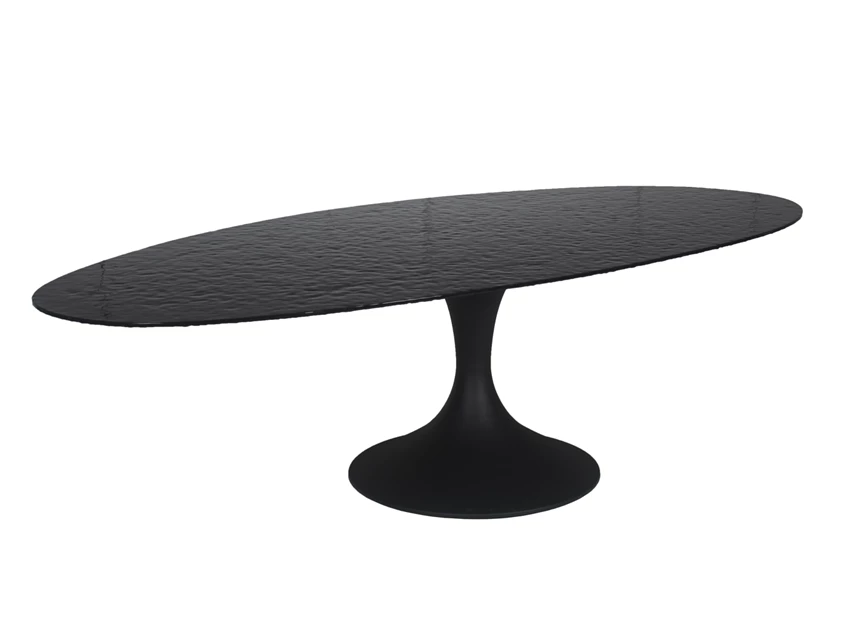 Zijkant Eettafel Droplet Calise organisch onregelmatig waterglas zwart Lievens