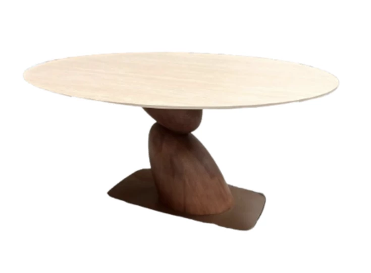 Eettafel Pebble Talia keramiek Travertin Beige Lievens