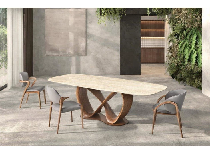 Eettafel Infinity Lyra keramiek Travertin Beige Lievens