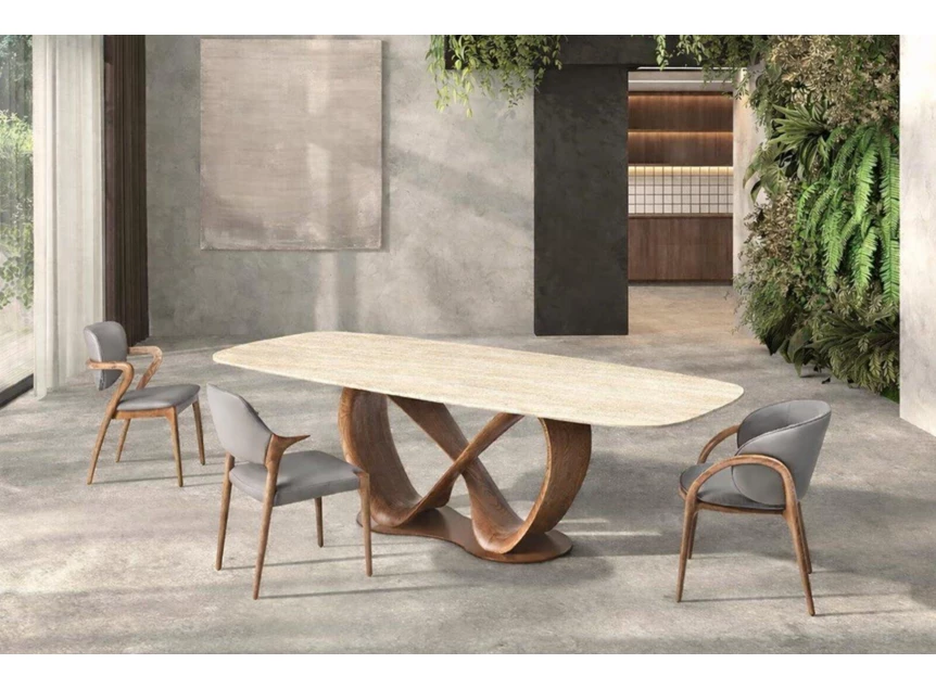 Eettafel Infinity Lyra keramiek Travertin Beige Lievens