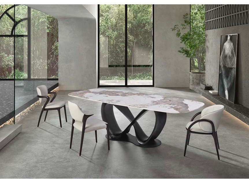 Eettafel Infinity Lyra keramiek Elysium Brown poot zwart Lievens