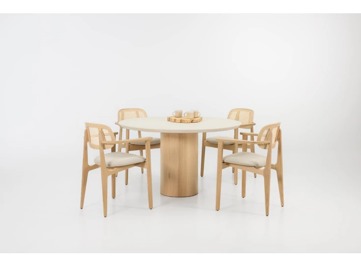 Sfeerfoto Eettafel Foster mortex lunar white 130 cm Vincent Sheppard