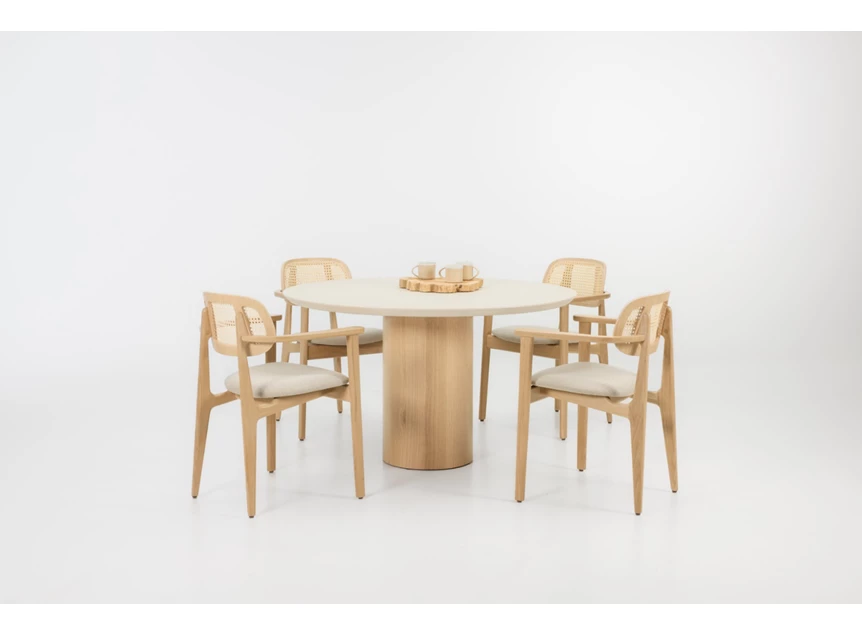 Sfeerfoto Eettafel Foster mortex lunar white 130 cm Vincent Sheppard