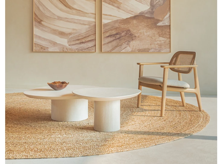 Sfeerfoto Salontafel Ari Large mortex lunar white Vincent Sheppard