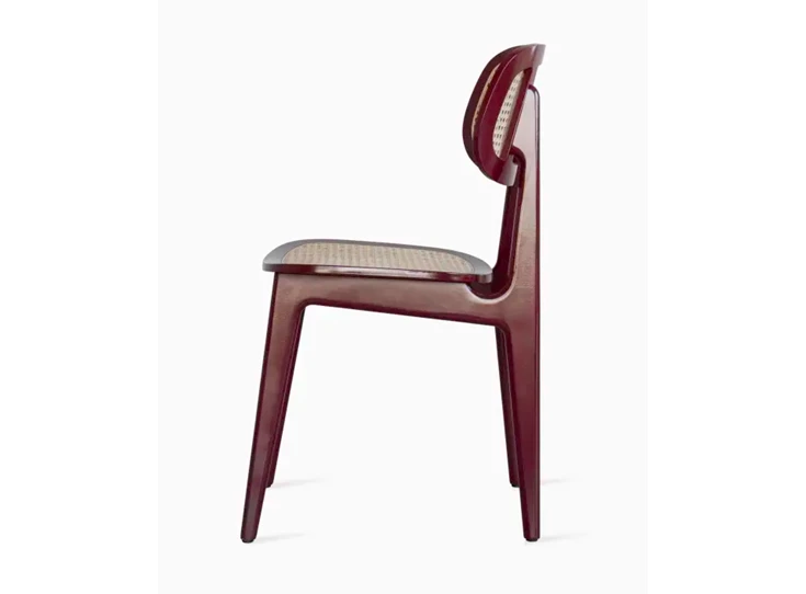 Zijde Eetkamerstoel Titus Dining Chair Burgundy Beech Cane Seat Vincent Sheppard