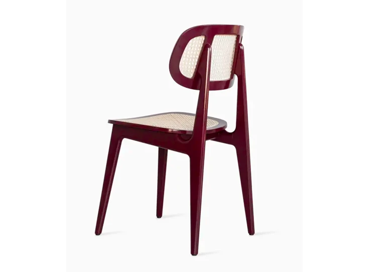 Zijkant Eetkamerstoel Titus Dining Chair Burgundy Beech Cane Seat Vincent Sheppard