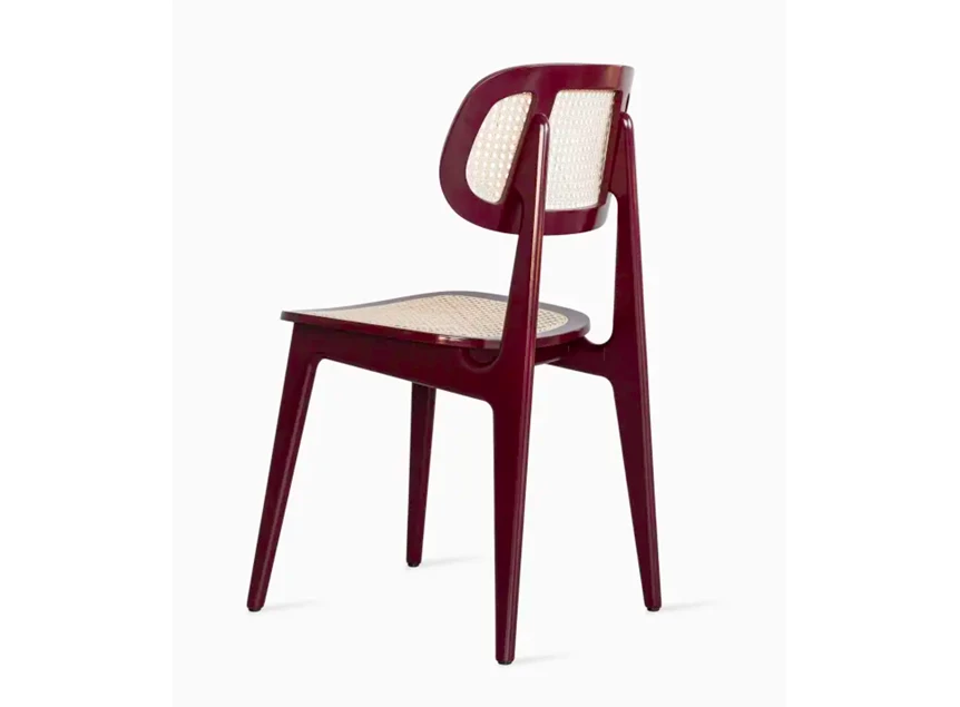 Zijkant Eetkamerstoel Titus Dining Chair Burgundy Beech Cane Seat Vincent Sheppard