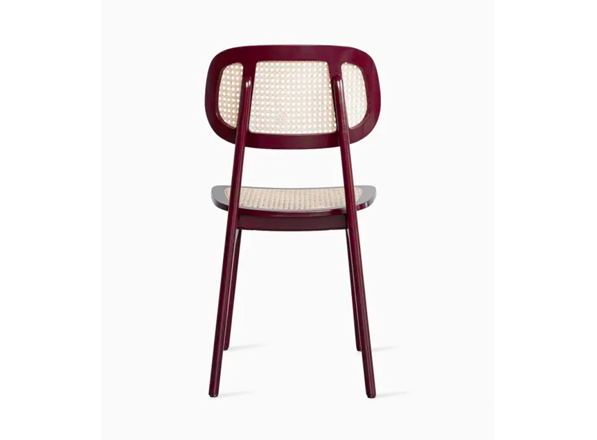 Achterkant Eetkamerstoel Titus Dining Chair Burgundy Beech Cane Seat Vincent Sheppard