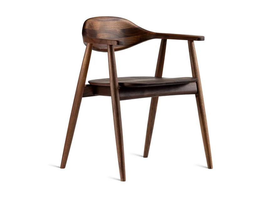 Armstoel Solero Wood massief Amerikaans noot Estetica Home