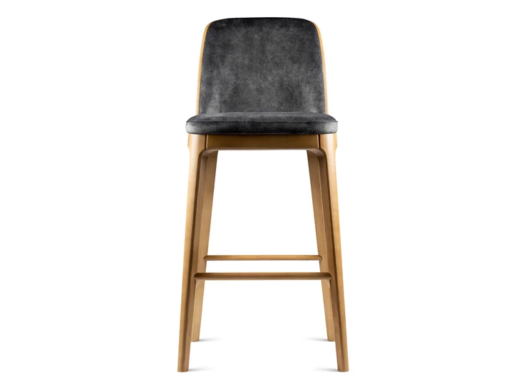 Front Barstoel Numo hout stof velvet Estetica Home