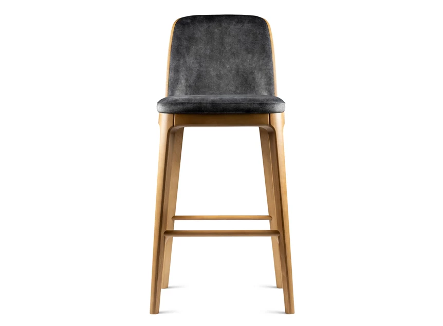 Front Barstoel Numo hout stof velvet Estetica Home