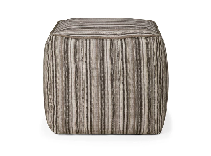 Front Poef Zahara Outdoor Pouf Grey Stripes 20183 Ethnicraft