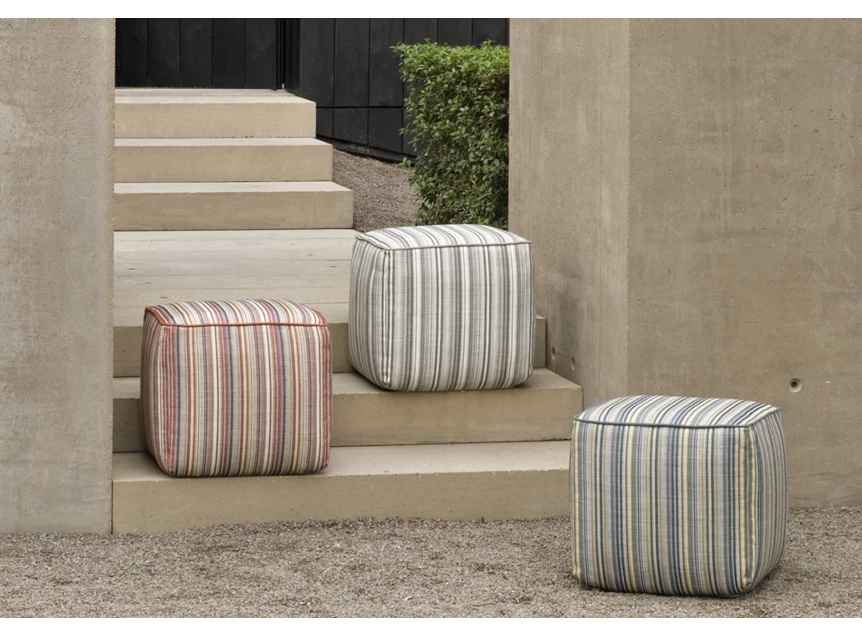 Collectie Poef Zahara Outdoor Pouf Blue Stripes 20182 Ethnicraft