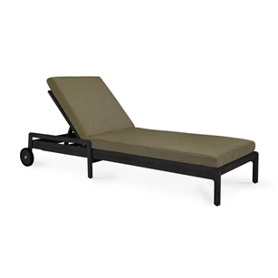 Ligzetel Teak Jack Outdoor Adjustable Black Lounger Green fabric 10345 Ethnicraft