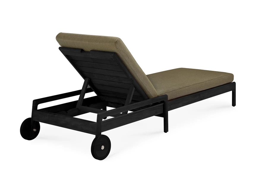 Achterkant Ligzetel Teak Jack Outdoor Adjustable Black Lounger Green fabric 10345 Ethnicraft