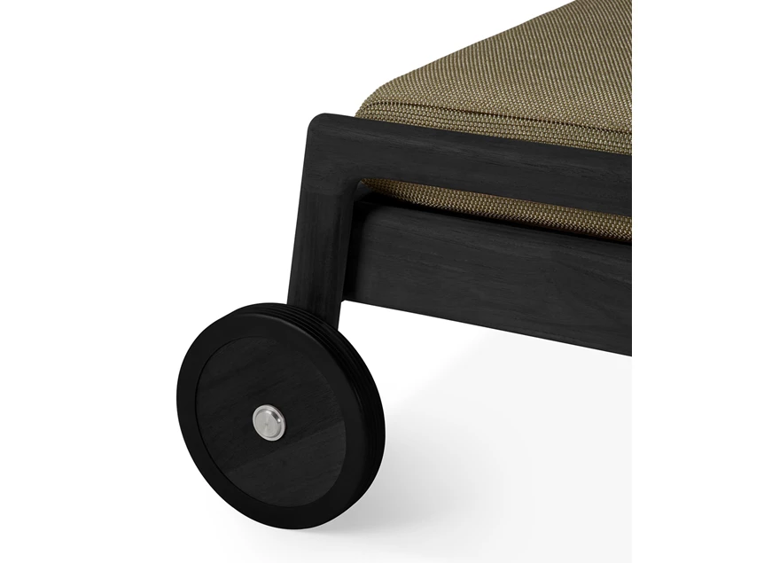 Wielen Ligzetel Teak Jack Outdoor Adjustable Black Lounger Green fabric 10345 Ethnicraft