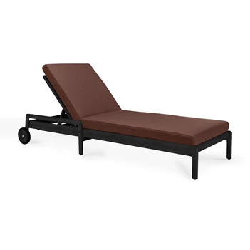 Ligzetel Teak Jack Outdoor Adjustable Black Lounger Burgundy 10344 Ethnicraft