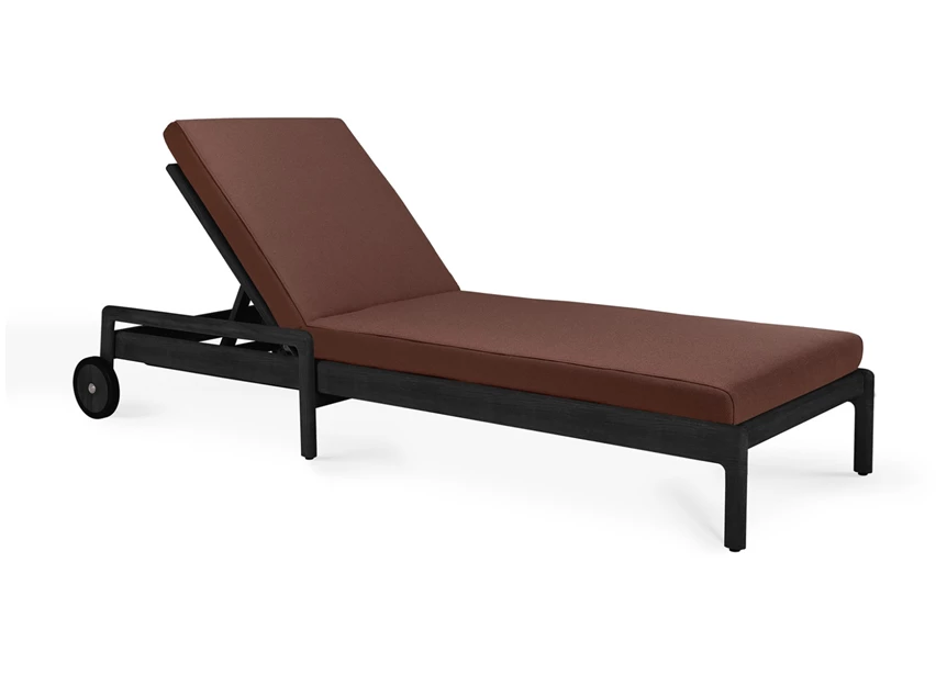 Ligzetel Teak Jack Outdoor Adjustable Black Lounger Burgundy 10344 Ethnicraft