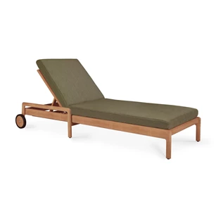 Ligzetel Teak Jack Outdoor Adjustable Lounger Green fabric 10335 Ethnicraft