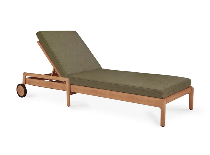 Ligzetel Teak Jack Outdoor Adjustable Lounger Green fabric 10335 Ethnicraft