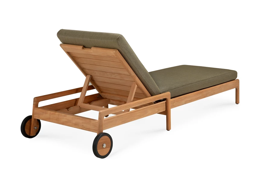 Achterkant Ligzetel Teak Jack Outdoor Adjustable Lounger Green fabric 10335 Ethnicraft