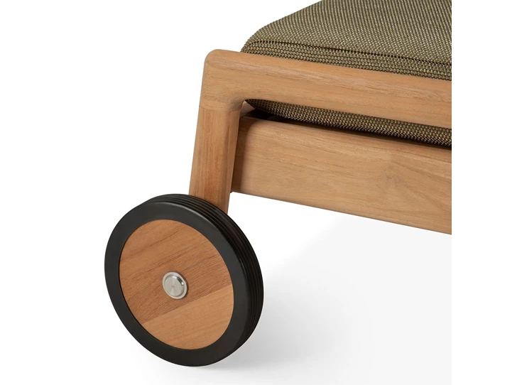 Wielen Ligzetel Teak Jack Outdoor Adjustable Lounger Green fabric 10335 Ethnicraft