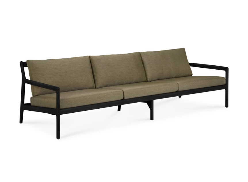 Lounge Teak Jack Black Outdoor Sofa 3 seater green fabric 10441 Ethnicraft