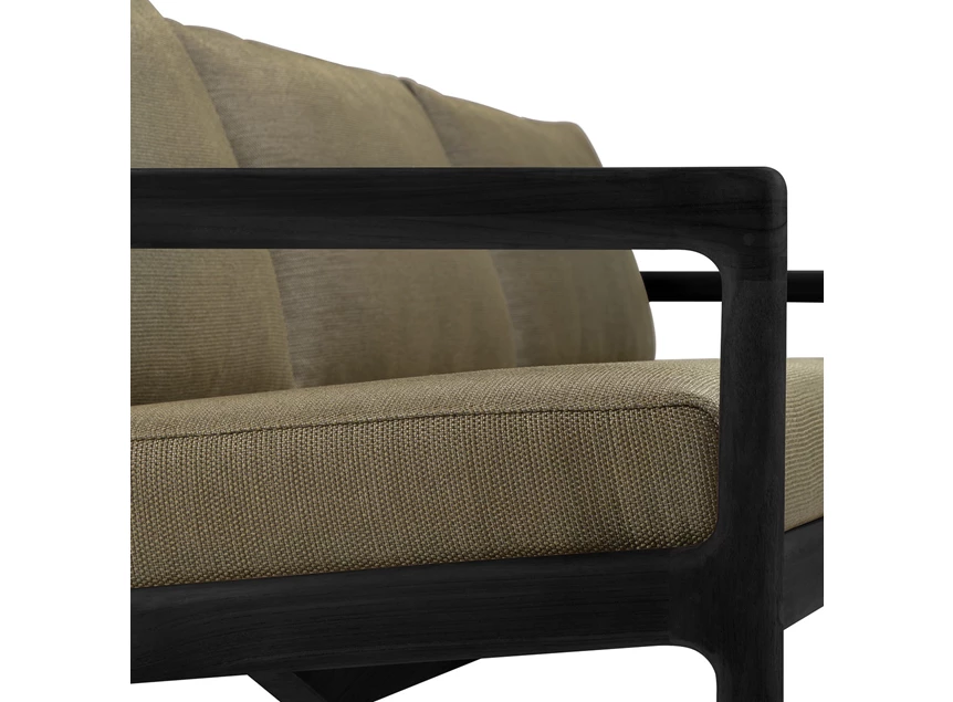 Armleuning Lounge Teak Jack Black Outdoor Sofa 3 seater green fabric 10441 Ethnicraft