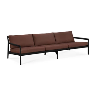 Lounge Teak Jack Black Outdoor Sofa 3 seater burgundy fabric 10440 Ethnicraft