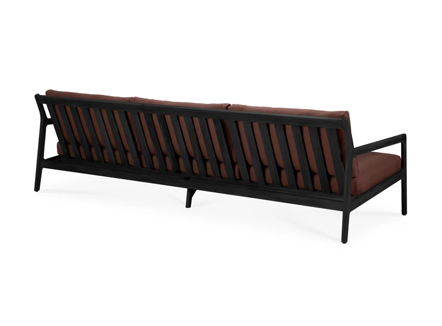 Achterkant Lounge Teak Jack Black Outdoor Sofa 3 seater burgundy fabric 10440 Ethnicraft