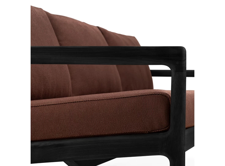 Armleuning Lounge Teak Jack Black Outdoor Sofa 3 seater burgundy fabric 10440 Ethnicraft