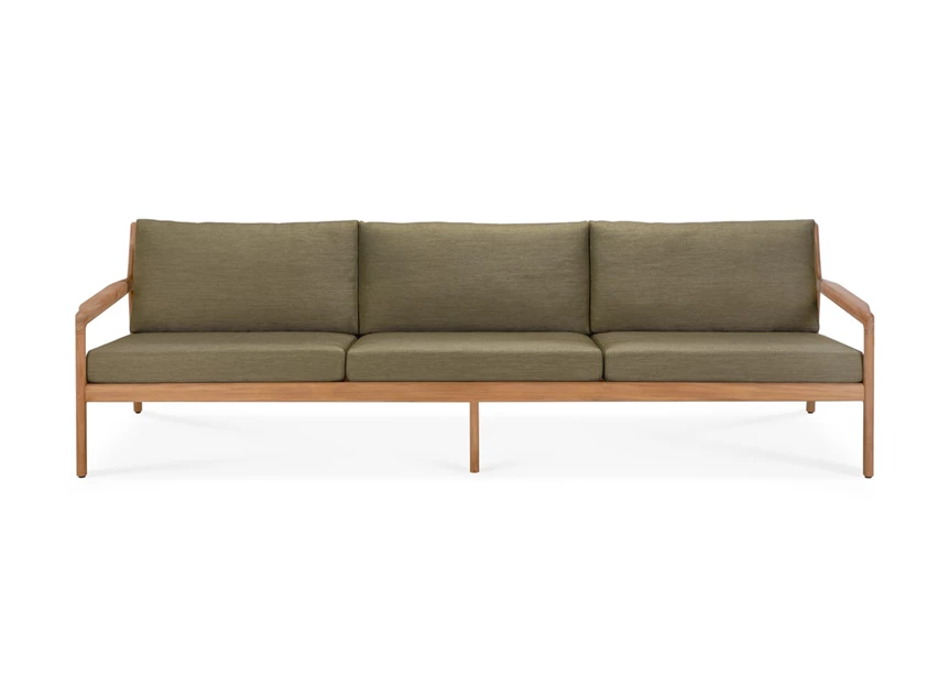 Front Lounge Teak Jack Outdoor Sofa 3 seater green fabric 10439 Ethnicraft