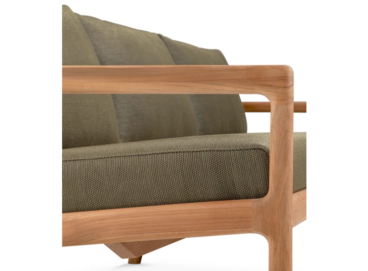 Armleuning Lounge Teak Jack Outdoor Sofa 3 seater green fabric 10439 Ethnicraft