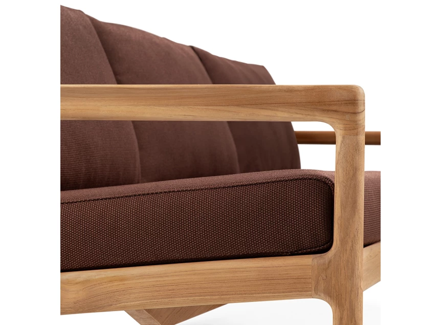Armleuning Lounge Teak Jack Outdoor Sofa 3 seater burgundy fabric 10438 Ethnicraft